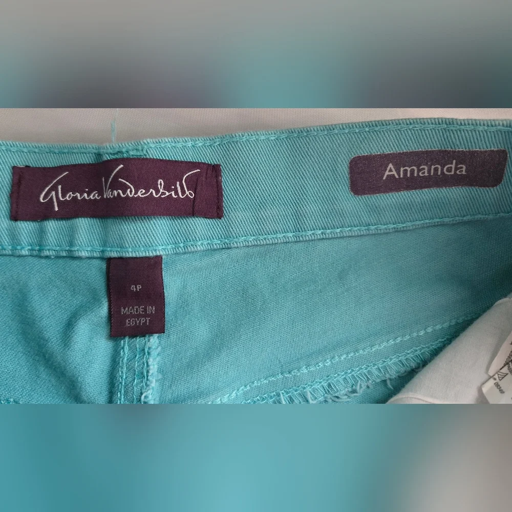 Gloria Vanderbilt Amanda Jeans Sz 4P  High Rise Straight Leg Turquoise Color - Picture 2 of 9